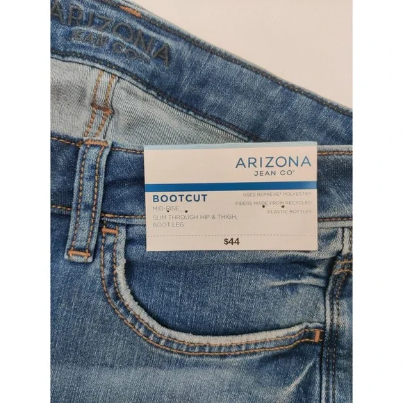 ARIZONA JEAN CO Jeans Women's Juniors Size 11 Short Blue Mid-Rise‎ Bootcut NWT - Picture 6 of 11